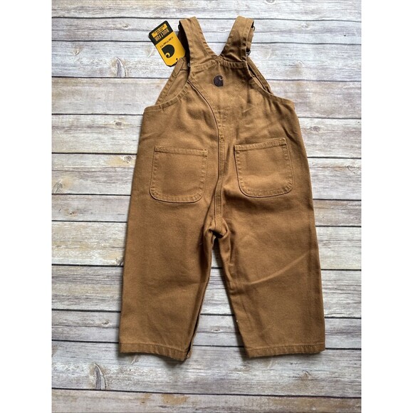 Carhartt Lsefit Bib Overalls Infant 9M Double Knee Canvas Brown OX8609 - Picture 5 of 6